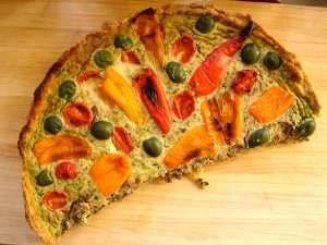 Roasted pepper and olive tart