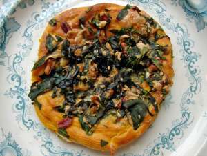 Butternut choux nest with spinach, pecans and smoked gouda