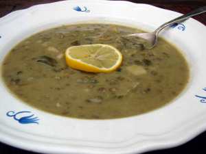 Chard, lentil and meyer lemon soup