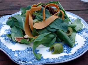 Arugula, gjetost and castelvetrano salad