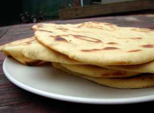 Yeasted chickpea flour flatbread