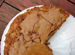 apple chocolate chip cake with caramel topping