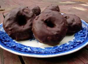 Chocolate covered cake donuts