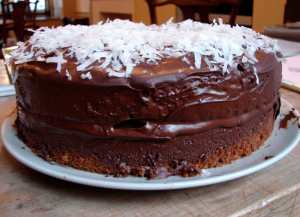 Chococlate-covered ginger and coconut cake.