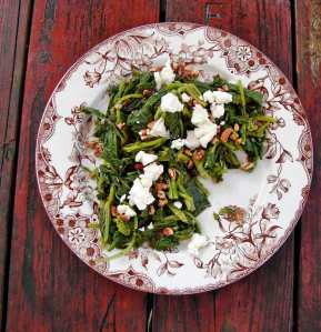 Broccoli rabe, pecans, and french feta