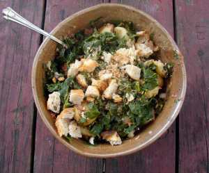 Kale, new potatoes, and tapenade