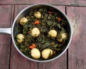 kale and new potatoes with lemon and sage