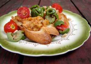 Beet and goat cheese bruschetta