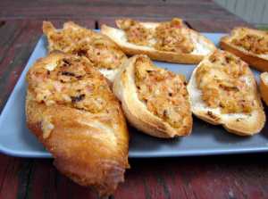 Beet and goat cheese bruschetta