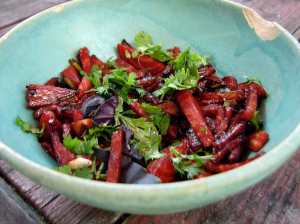 Beets glazed with tamari 