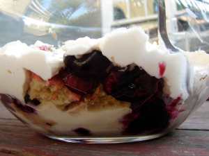 Cherry and black currant trifle