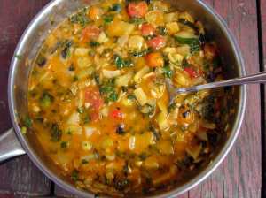 Summery sauce with lemon, ginger, basil, and cilantro