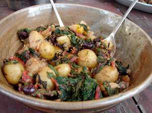 Potatoes, chard, olives and capers