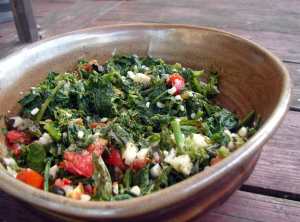 Broccoli rabe, corn, basil, tomatoes and mozzarella