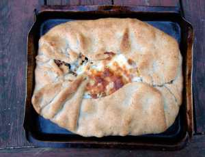 Roasted beet, mushroom and butterbean galette with walnut crust