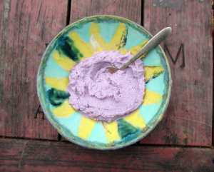 Purple sweet potato and cauliflower purée