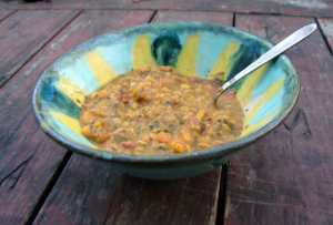 Red lentil, red bean, and yellow split pea curry