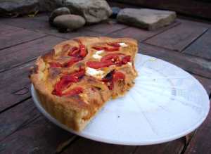 Roasted butternut and red pepper pie