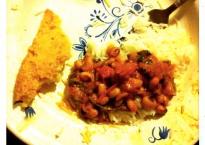 Spicy smoky black-eyed peas and rice