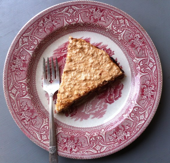 Cherry chocolate tart with amaretti meringue topping