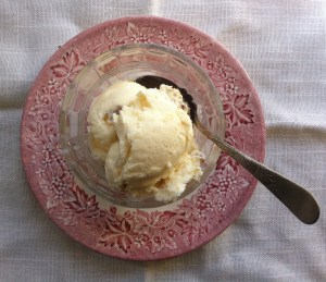 Meyer lemon and clementine ice cream with pecan praline
