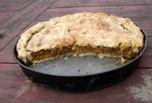 Roasted butternut, french lentil and nut pie.