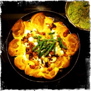 Semolina dumplings with roasted butternut and butter beans