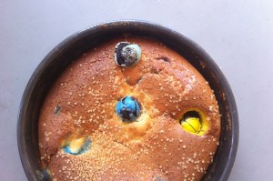 Cadbury mini-egg clafoutis
