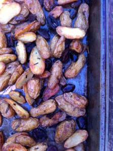 Roasted potatoes, olives and rosemary