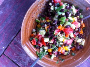 Black bean, pepper and avocado