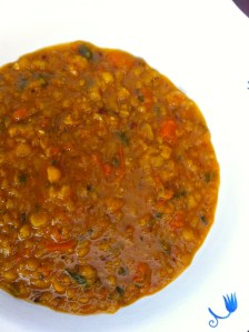 Golden split pea and tomato soup