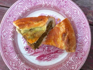 Turnip, spinach and walnut pie