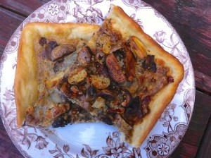Pizza with pecan sage pesto