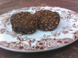 Black rice, french lentil and roasted mushroom croquettes.
