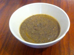 Smoky roasted mushroom and white bean soup