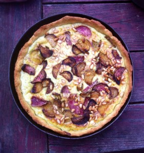 Ricotta and herb tart with roasted beets