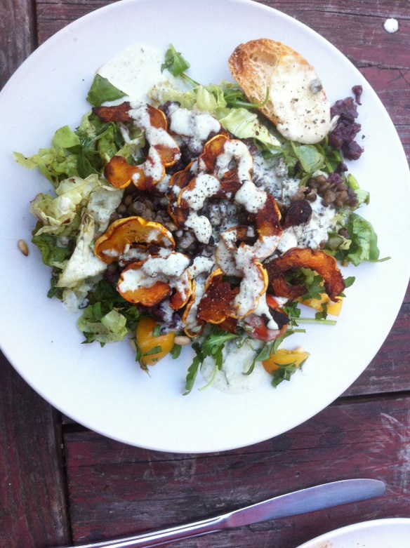 Salad with roasted delicata squash