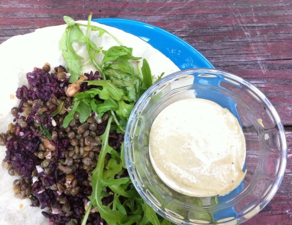 Black rice, french lentil tacos
